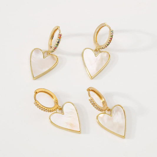 ZE16 Jewelry micro-inlaid simple niche love earrings creative temperament shell earrings