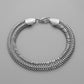 Fashion Simple Double Row Flat Snake Silver Chain Retro Versatile Personality Trend Men's Bracelet