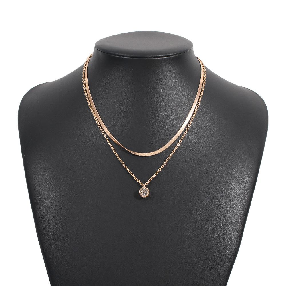 N8251 Personality Bubble Bead Pendant Chain Simple Double Layer Snake Bone Chain Necklace Creative Diamond Temperament Necklace