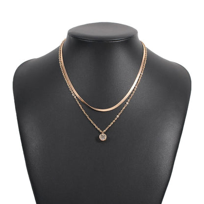 N8251 Personality Bubble Bead Pendant Chain Simple Double Layer Snake Bone Chain Necklace Creative Diamond Temperament Necklace