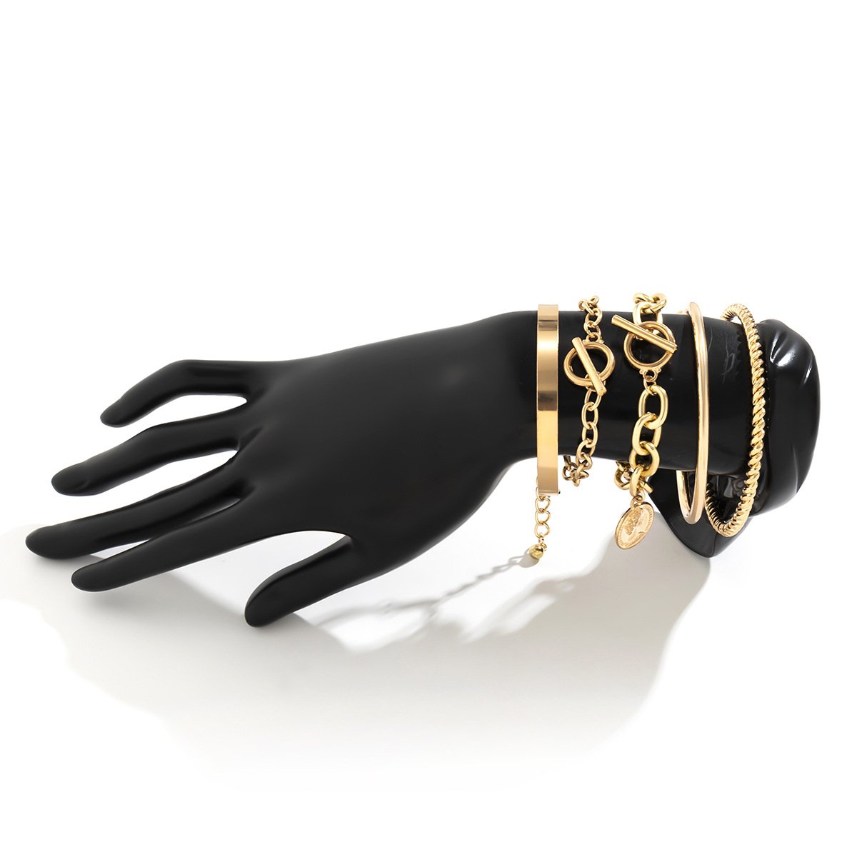 Jewelry hip-hop retro metal chain portrait bracelet female punk thread twist bracelet set