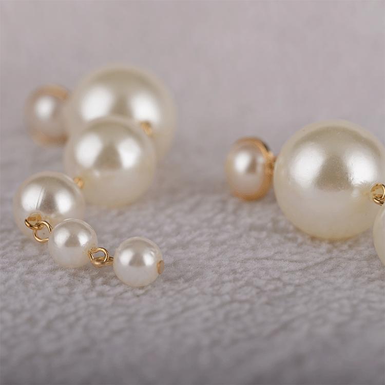 National temperament ladies elegant large string of long string pearl earrings Baroque exaggerated long earrings