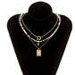 Jewelry Simple Metal Portrait Embossed Multilayer Necklace Retro Ethnic Imitation Crystal Beaded Necklace