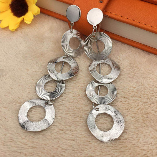 Ring string earrings ladies multi-level metal disc exaggerated earrings Christmas party stage performance