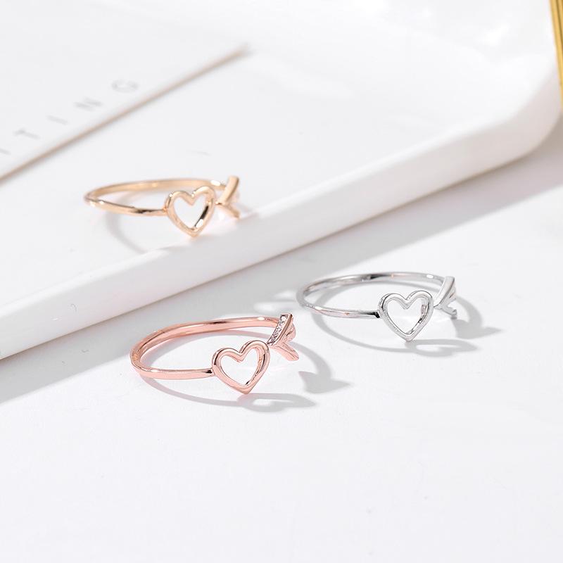 Creative Jewelry Arrow Peach Heart Open Ring Fashion Hollow Heart Tail Ring