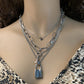 Jewelry Simple Exaggerated Thick Chain Necklace Women's Retro Multi-layer Geometric Lock Heart Necklace
