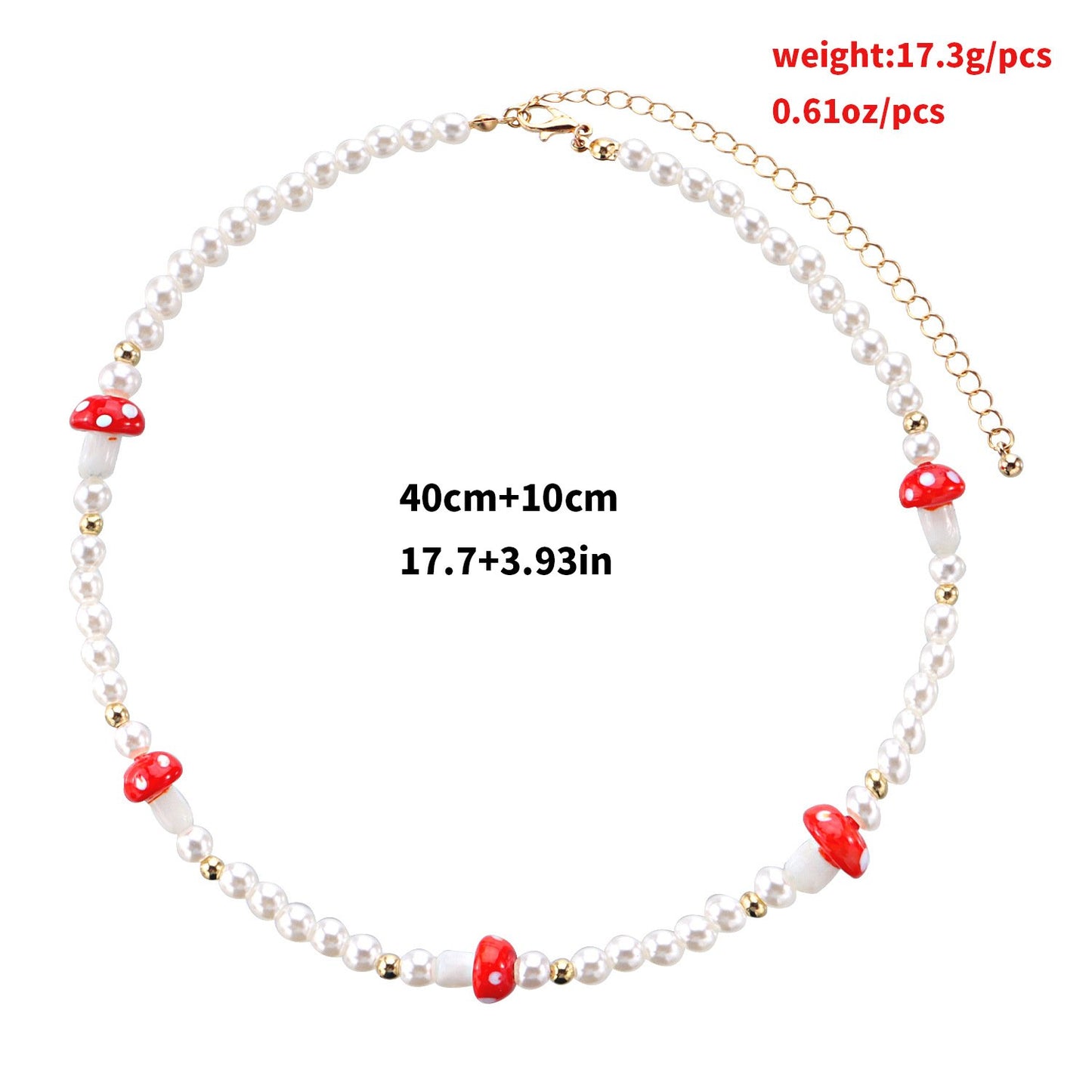 Jewelry Trend Simple Red Mushroom Pearl Necklace Women's Fashion Personality Short Money Jewelry