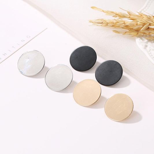 Mirror Geometric Earrings Temperament Disc Cute Metal Stud Earrings Simple Versatile Round Ladies Earrings