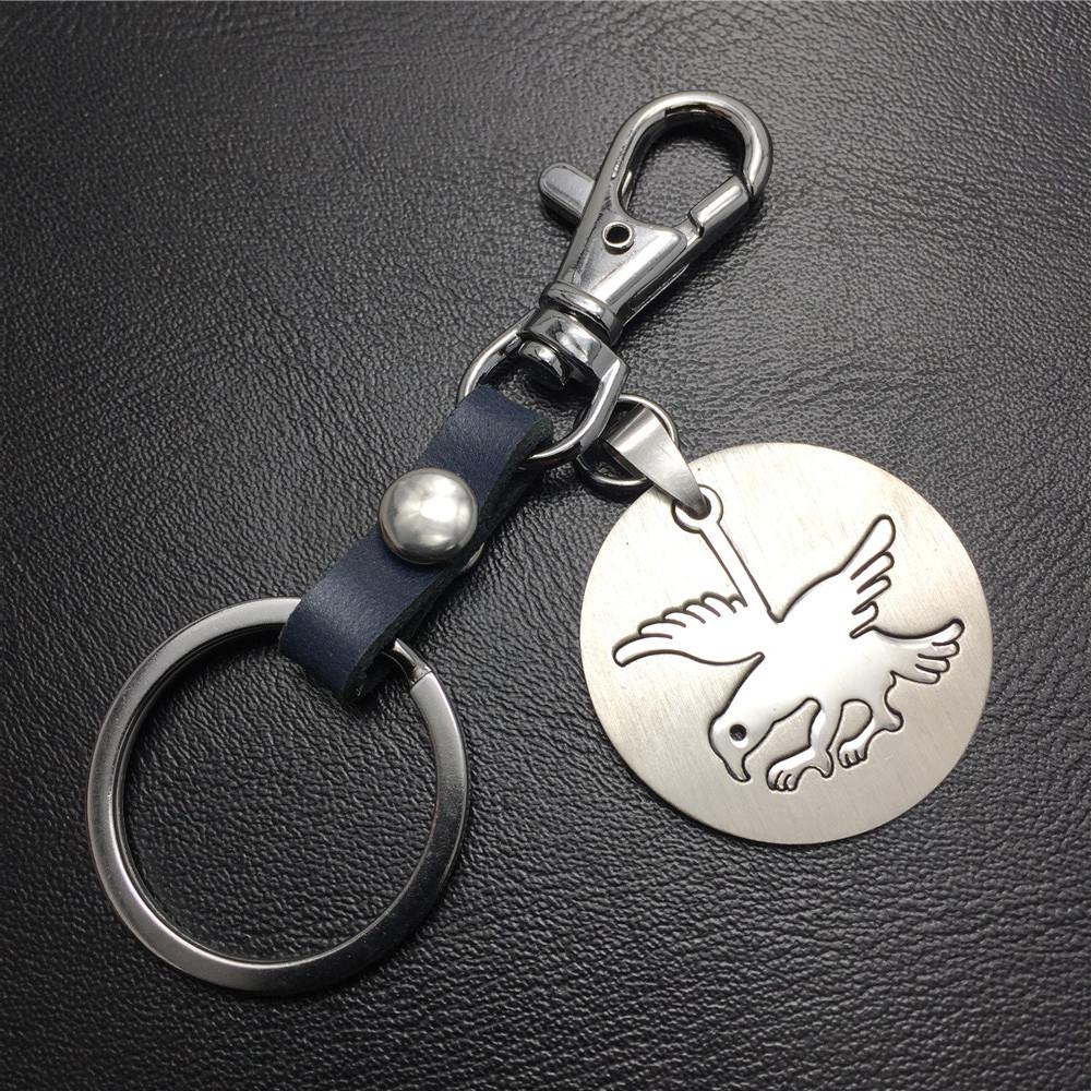 Earth Flying Eagle Cowhide Keychain Stainless Steel Pendant Titanium Steel Jewelry Waist Hanging Ladies Bag Pendant