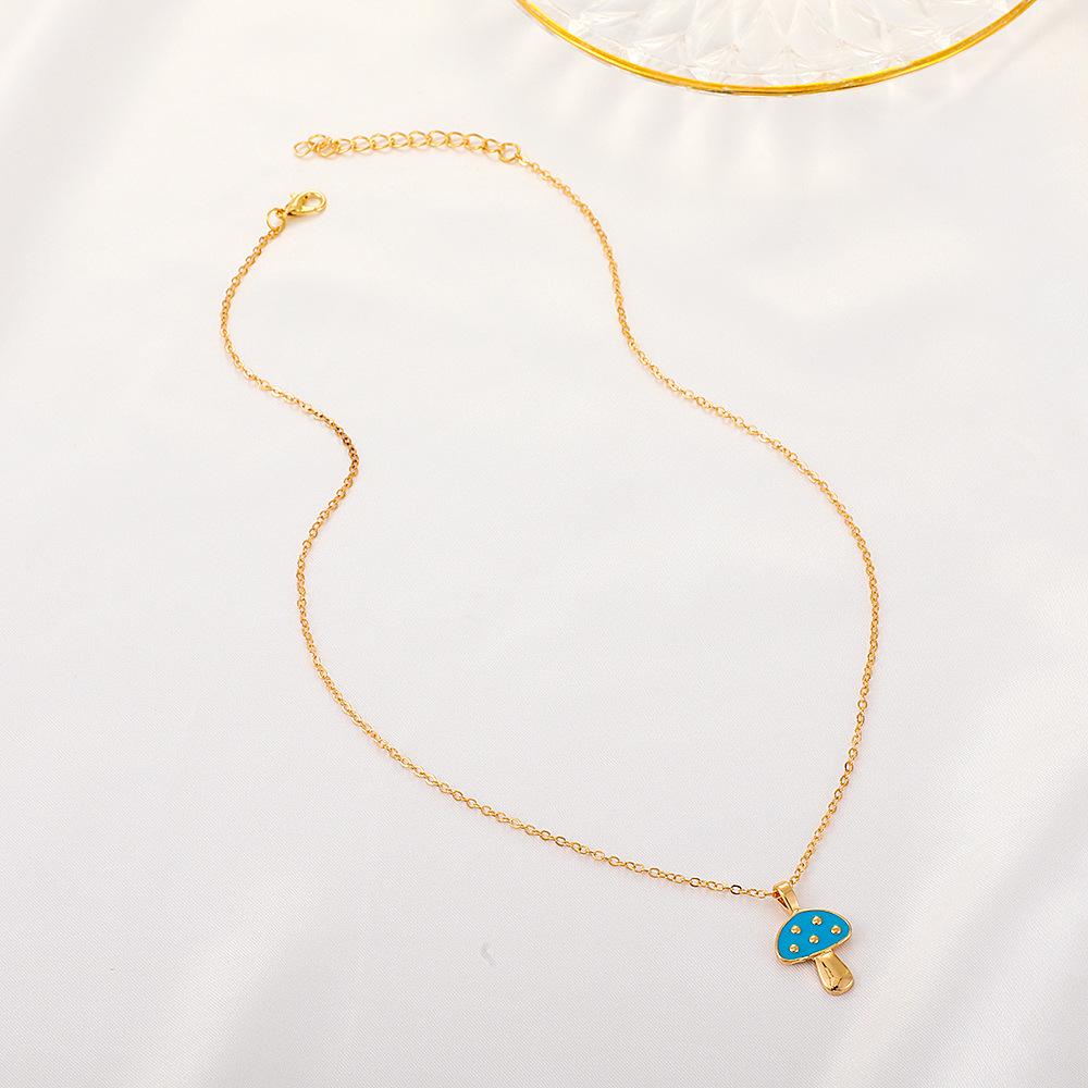 Internet celebrity ins alloy color drop oil mushroom necklace fashion temperament simple necklace female