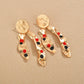 INS color drop oil geometric alloy earrings exaggerated simple retro matte French earrings daily women
