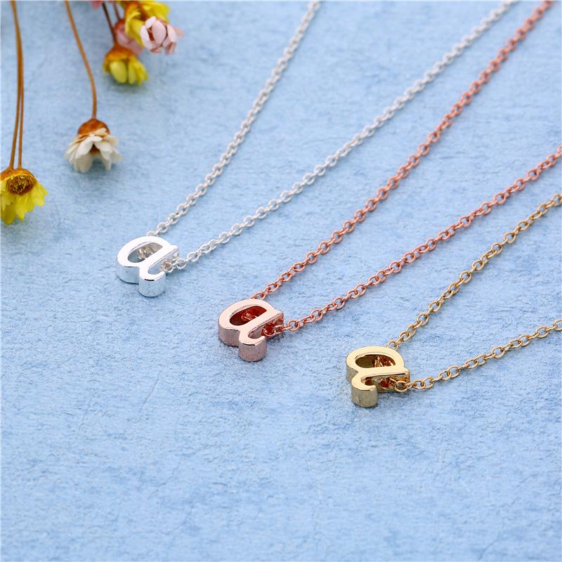 Style Summer Fashion Fan 26 Small Letters Pendant Cursive Alphabet Necklace