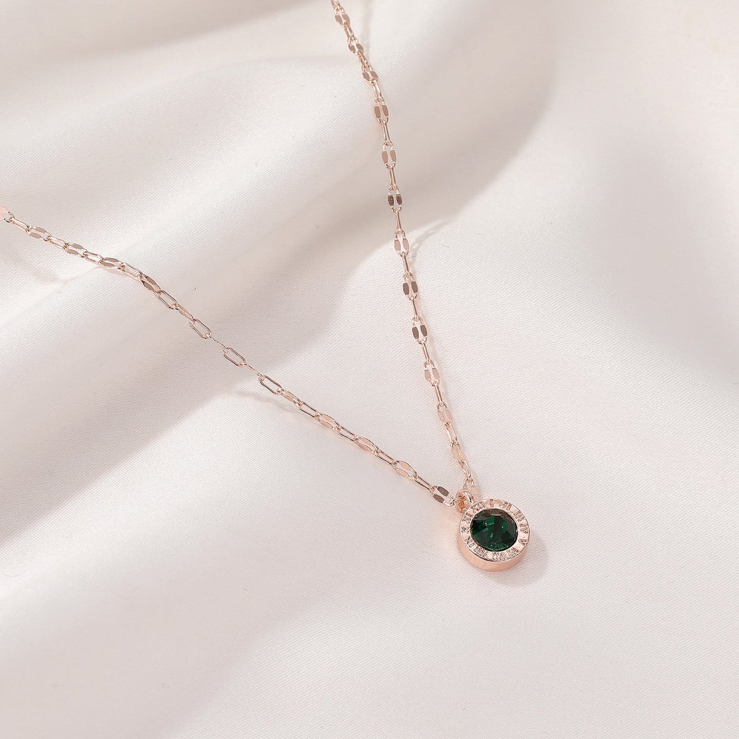 ins Roman numeral color diamond necklace fashion personality temperament net red clavicle chain simple jewelry female