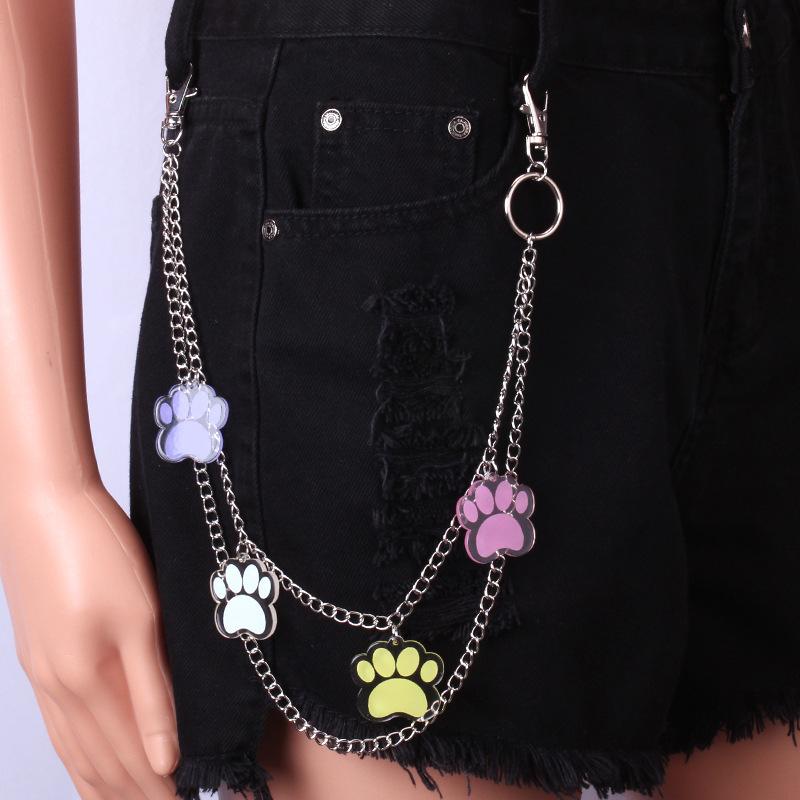 Jewelry trendy all-match resin smiling face flower bear paw waist chain street shooting hip-hop pants chain ornaments