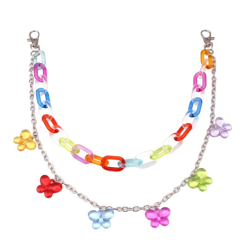 Jewelry street shooting color chain pants chain fashion candy color sexy hot girl butterfly waist chain