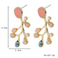 Temperament drop oil water drop resin pearl branch earrings small fresh pastoral forest series ladies earrings