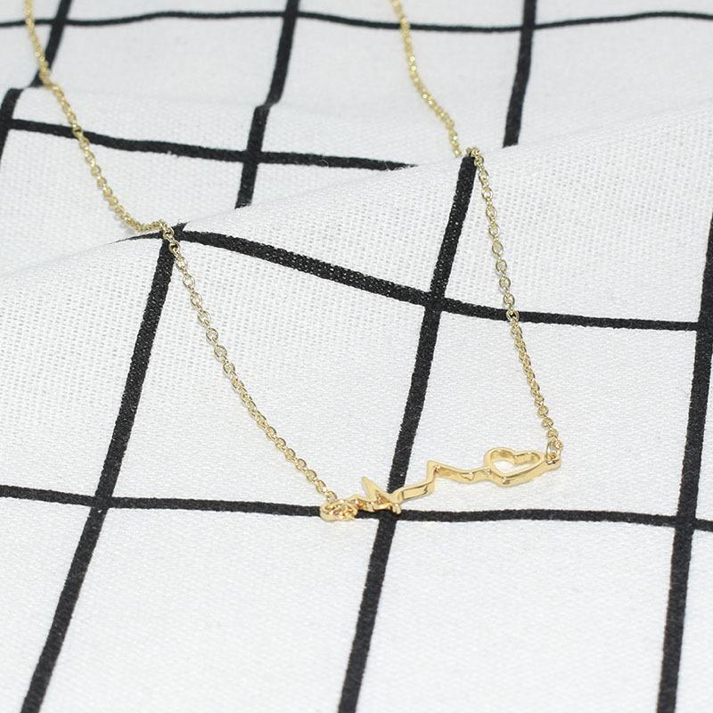 18 Years Jewelry Love Heart Beat ECG Necklace Pendant Female Clavicle Chain Valentine's Day Gift