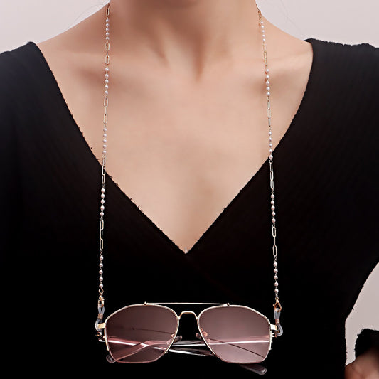 Mask hanging chain glasses chain pearl five-pointed star disc mask chain peach heart metal glasses chain