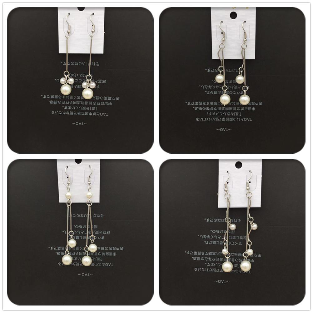 All-match sweet and fresh tassel long imitation pearl earrings stall jewelry
