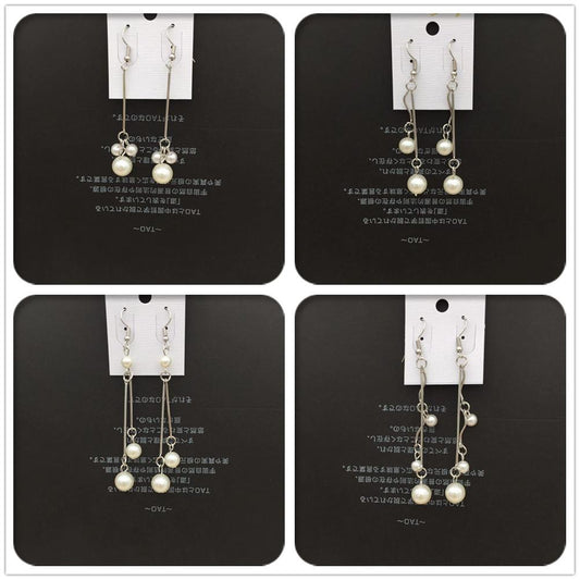 All-match sweet and fresh tassel long imitation pearl earrings stall jewelry