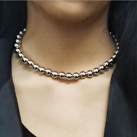 Jewelry Vacuum Plating Imitation Gold Color Preservation Necklace Female Beaded Short Necklace Necklace Female