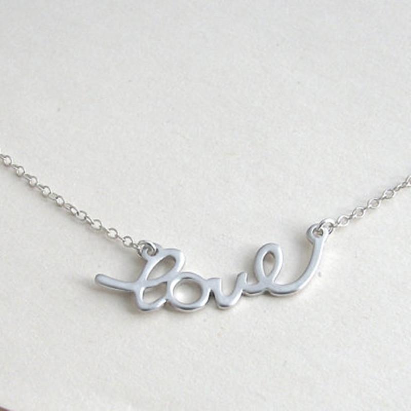 Fashion temperament versatile collarbone chain creative personality LOVE letter pendant necklace