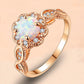 Fashion Women's Resin Opal Rose Gold Hollow Ring Rhinestone Ring Jewelry