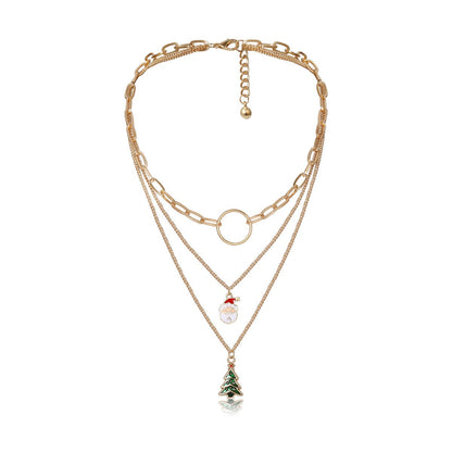 Jewelry Versatile Ball Elk Christmas Necklace Female Simple Christmas Tree Geometric Gift Necklace