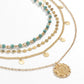 Jewelry Retro Ethnic Turquoise Clavicle Necklace Female Simple Metal Faceplate Sequin Necklace