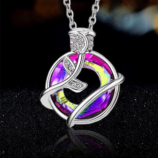 Jewelry Fashion Angel Ring Rose Flower Pendant Necklace Female Niche Design Sense Jewelry