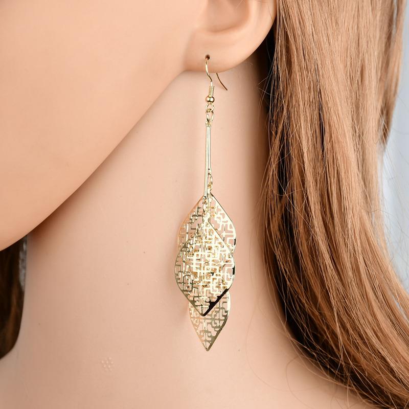 Jewelry Punk Earrings Fashion Hollow Leaf Earrings Temperament Personality Earrings