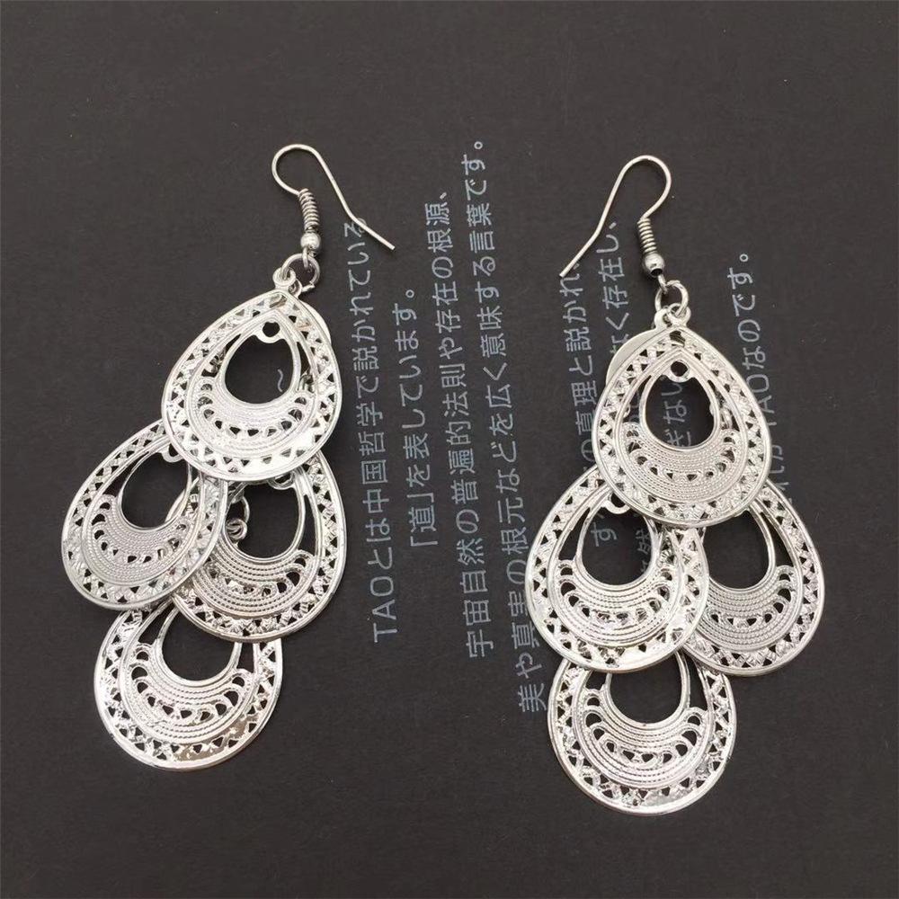 Four-leaf hollow big water drop earrings mixed batch Yunnan minority Dai earrings clothing accessories