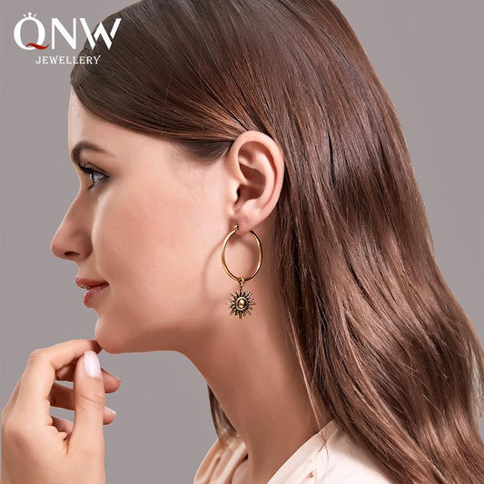 Retro Sun Earrings Frosty Simple Short Sun Flower Earrings Ornaments