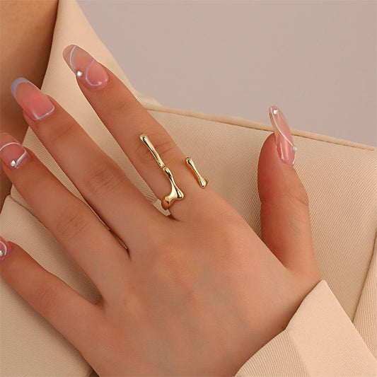 Lava water drop ring fashion personality metal geometric opening index finger ring simple jewelry