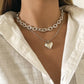 Jewelry Punk Hip Hop Aluminum Chain Clavicle Necklace Retro Simple Peach Heart Pendant