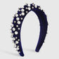F492 Corduroy Retro Sponge High Skull Top Headband Female Imitation Pearl CCB Court Temperament Light Luxury Headband