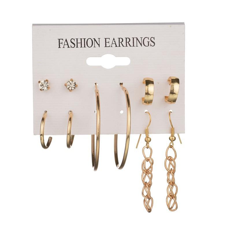 Earring Set Personalized Circle Crystal Earring Set 5-Piece Set
