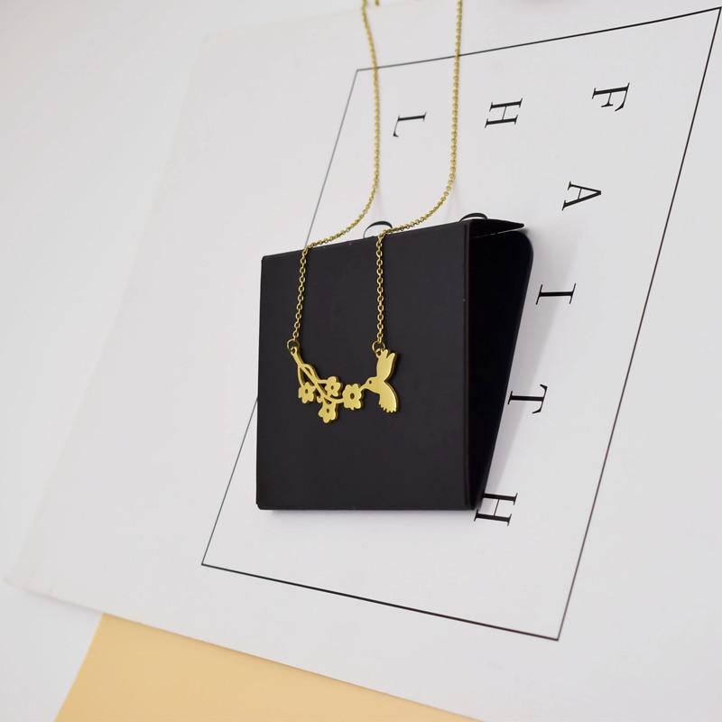 Explosive Summer Olive Bird Branch Versatile Titanium Steel Necklace for Women