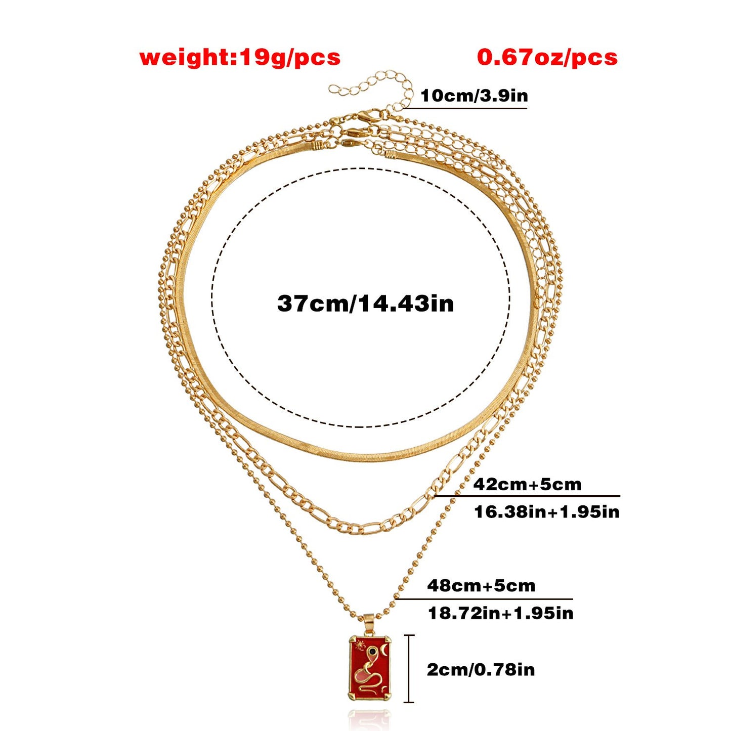 Jewelry tide color multi-layer mini snake square pendant necklace female choker