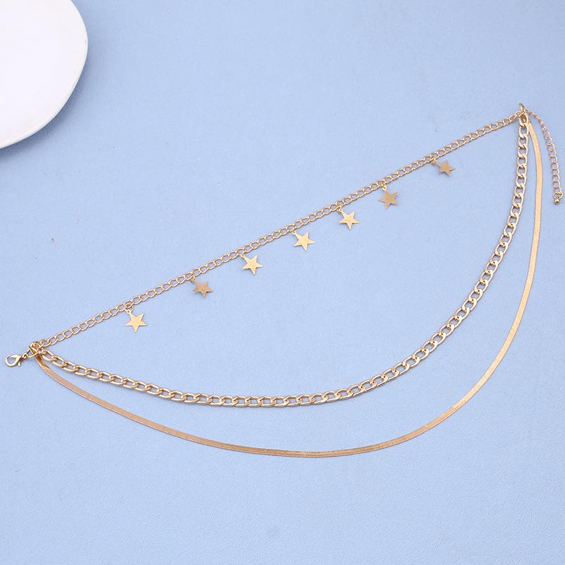 Jewelry Metal Trendy Punk Geometric Chain Necklace Hip Hop Snake Bone Chain Fashion Star Necklace