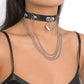 N1697 Punk Hip Hop Necklace Gothic Exaggerated Leather Necklace Love Lock Chain Personality Necklace