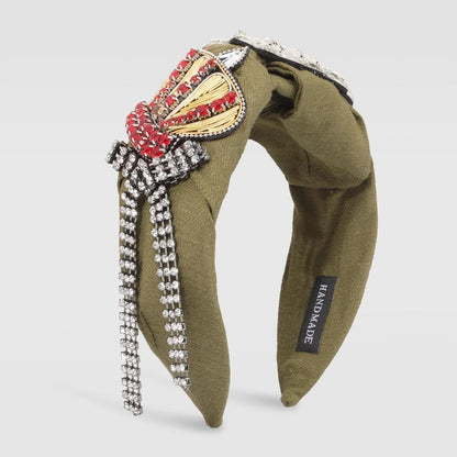 F3137 Retro wide-brimmed fabric rice bead hair ornament style personality Baroque palace diamond headband female