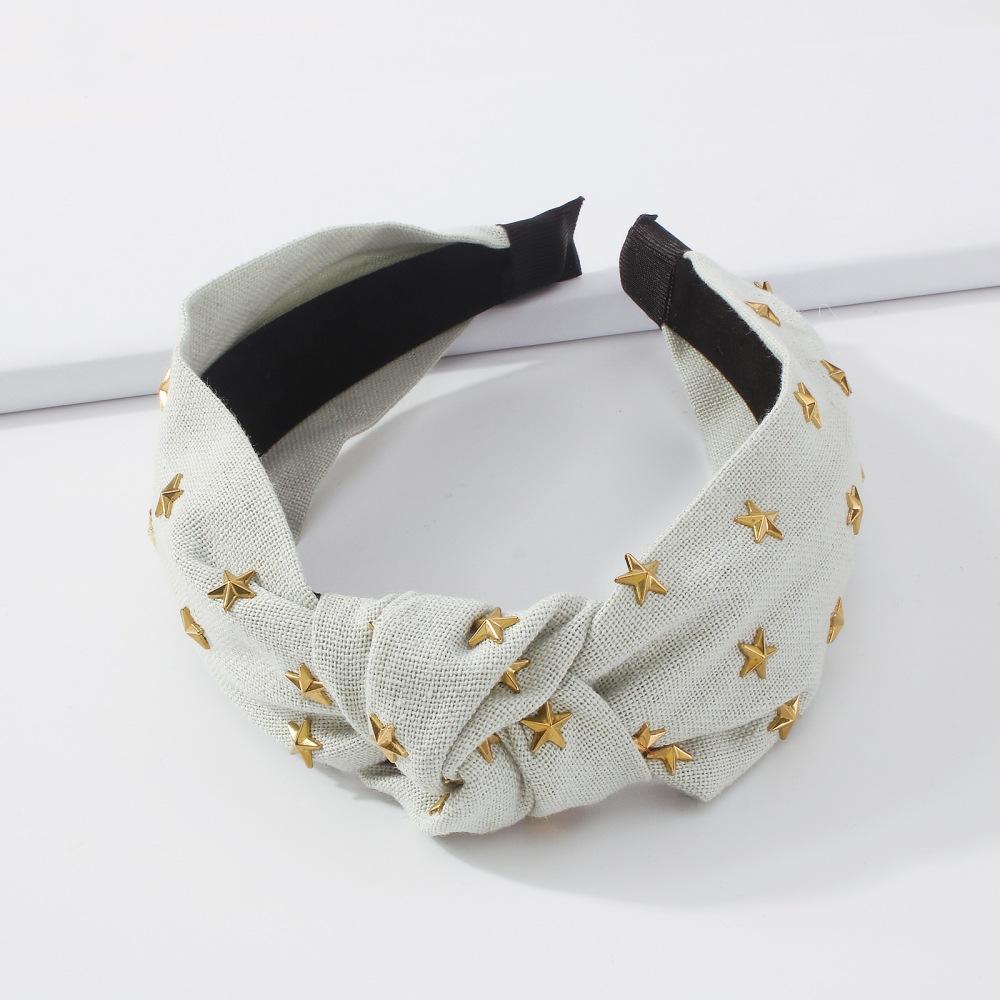 F382 Fashion Fabric Temperament Headband Simple Elegant Sweet Knotted Hair Accessories Solid Color Retro Headband Women