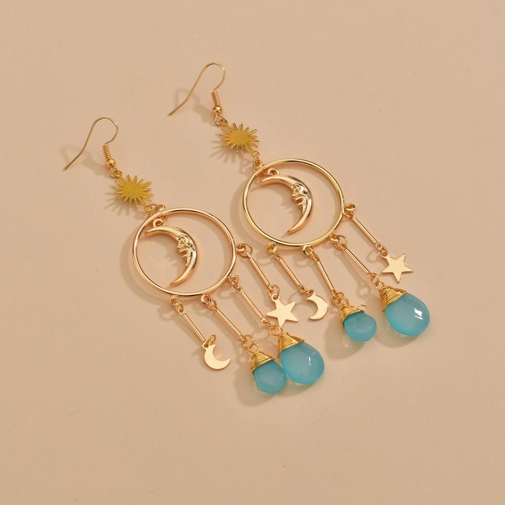 Bohemia Exaggerated Crystal Earrings Fashion Alloy Moon Star Earrings Accessories