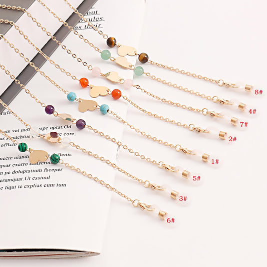 Mask hanging chain glasses hanging chain mask chain glasses chain natural stone mask chain heart glasses chain