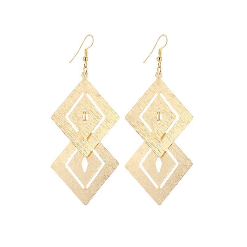 Earrings Exaggerated Atmosphere Hollow Rhombus Multi-layered Ladies Earrings Indian Retro Earrings