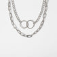 Jewelry Frosty Chain Double Layer Necklace Female Simple Circle Double Ring Geometric Set Necklace