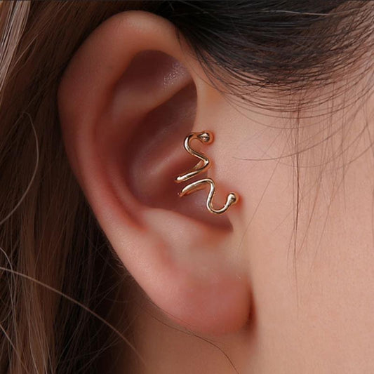 Exaggerated Personality Simple Snake Bone Match Head Curved Shape Geometric Ear Clip Popular No Pierced Earrings