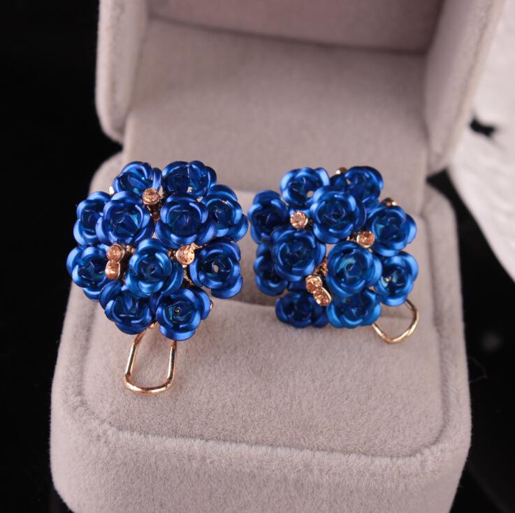 Fashion flower stud earrings cute sweet rose earrings earrings jewelry