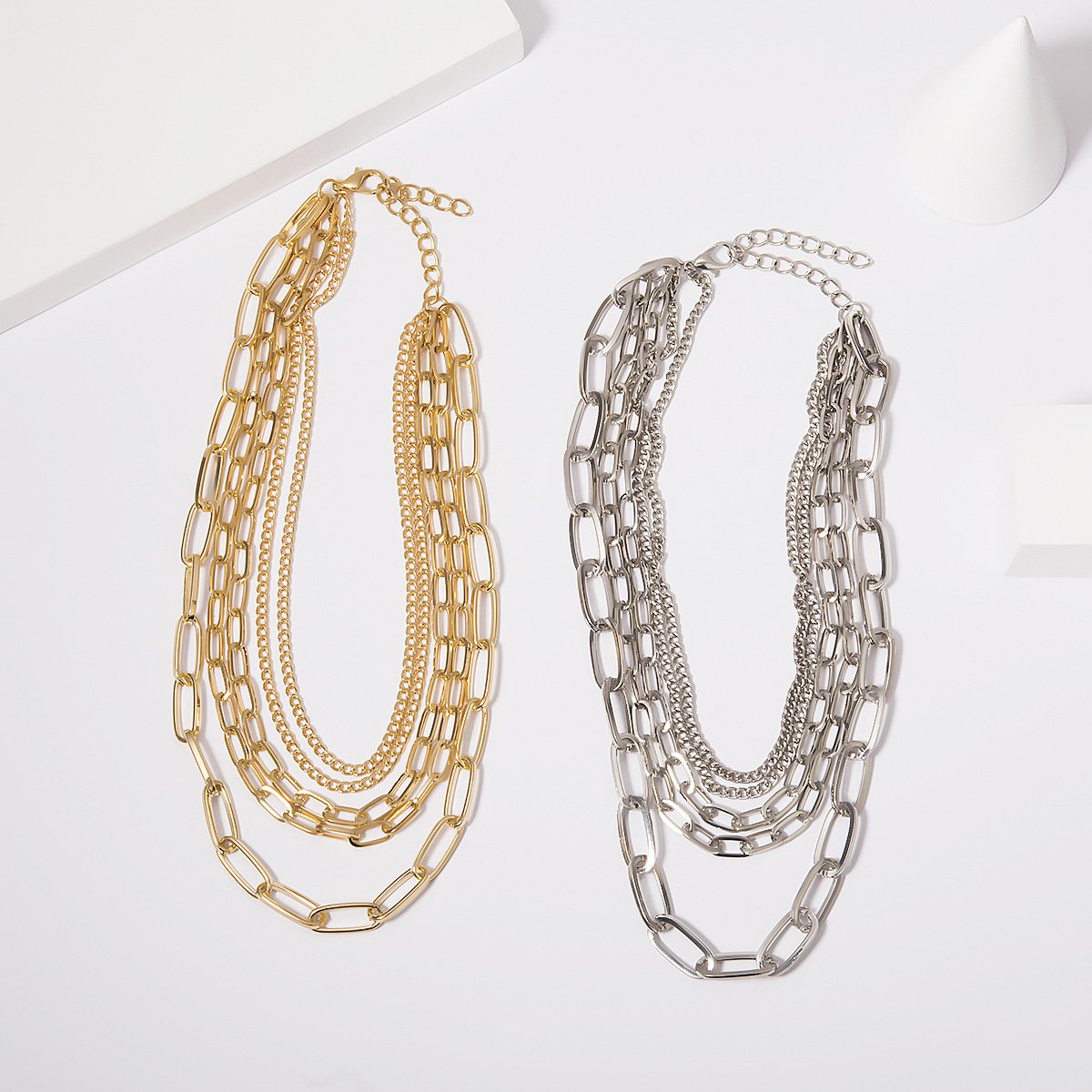 Jewelry hip-hop punk trend cross chain necklace simple multi-layer chain combination necklace female